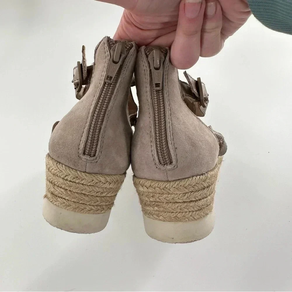 Earth womens platform sandals size 7.5 bronze leather beige suede Espadrilles